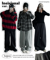[3-length][S–3XL]NIT カットワイドスウェットパンツ (3 colors)