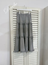cotton frill bendable long skirt