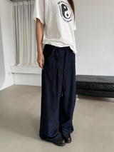 belted denim wide slacks