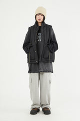 High-neck strap pocket padding vest