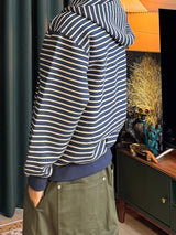 Oversized Striped Hooded Sweatshirt 2COLOR