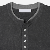 Tonal Layered Henley Neck Knit