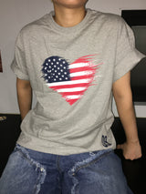 09 フラッグ セミクロップド ショートスリーブ Tシャツ(4c)