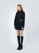 クロップダブルカラーシャツ (Black)