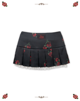 FLORAL LACE PLEATS SKIRT [BLACK]