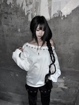 city eyelet off-shoulder mtm (fleece-lined / 4color)