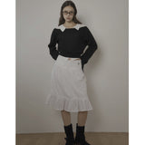 FREEZIA MIDI SKIRT-WHITE