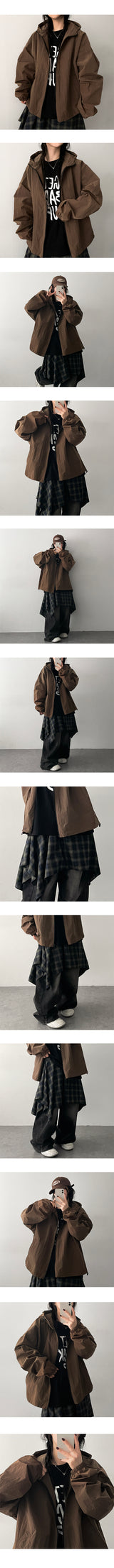 E-D two-way windbreaker hooded jumper