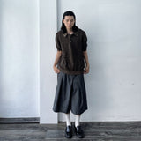 Muted Grid Knit Short Sleeve Top