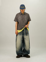 SS Wide Balloon Banding Denim Pants