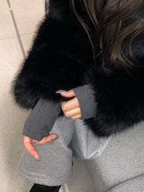 Ago Buckle High Neck Fur Short Jacket