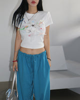 パピーリボンキッチンクロップドショートスリーブTシャツ