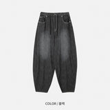 フェイクリネンバルーンデニムパンツ (3 Colors)