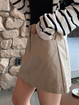 Rear Cotton A-line Mini Skirt / 2 colors