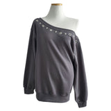 City Metal Eyelet One Off-Shoulder Brushed Sweatshirt