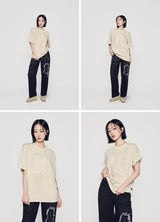 [24SS] ベアアップリケピグメントウォッシングショートスリーブTシャツ（ベージュ）