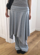26SS★ [MADE/Skirt+Pants SET] Forin Bootcut Pants Unbalance Shirring Flare Layered Skirt