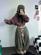 ソフティ💍💎スエードバルーンロングパンツ🩶🤎🖤3カラー