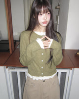 Panon ペンダントラウンドニットクロップカーディガン