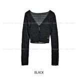Tease See-Through Wrinkle Crop Cardigan