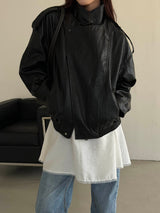Move high neck leather jacket