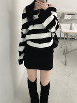トミーストライプオフニット (2 colors)