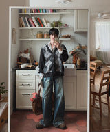 Harvers Argyle Color Matching Knit Cardigan