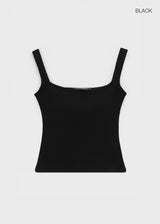 [B-BASIC] Basic Cotton Span Square Neck Sleeveless (Built-in Cap)