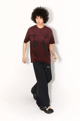 Water-washed pure cotton rust red retro casual loose short-sleeved T-shirt for summer