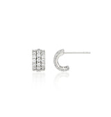 26SS★ Essence Silver Tria Pave Earrings