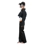 Tiberinus - Hipbone Jeans - Ultra-Low Rise Wide Straight-Leg Jeans - Black - Embroidered Back Pocket - 18 cm Rise - Low-Rise Fit - 25 cm Leg Opening