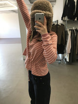 Fleece Stripe Frill Cardigan (4 Colors)