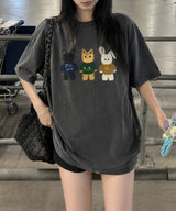 NUSL アニマルズオーバーフィットピグメントTシャツ - 5COLOR