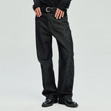 laser cowboy flare denim pants black