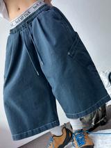 HIP PATCH RIVET PIGMENT DENIM BERMUDA 🫐🍪🖤3COLOR