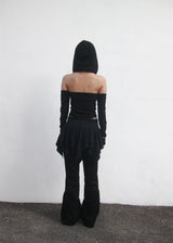 [春] - Drape hood T (Black/Gray)