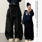 Log banding layered pocket skirt pants