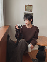 Caron shoulder button knit