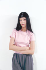 Heart Logo Shirring Detail Top Pink