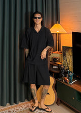 [ VIR Style Original ] INKKI Buttonless Pleated Wide Half Pants 