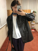 カーブド レザー ジャケット