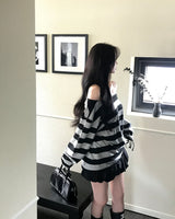 [MADE] Coming, striped off shoulder T-shirt