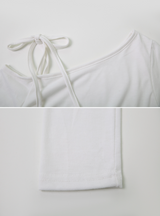 One Shoulder Slit Slim T-shirt (5color)