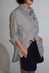 DOUBLE COLLAR SHIRT_KHAKI GRAY
