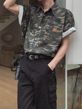 Ore Camo Leather Patch Half Shirt