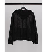 MESH KNIT HOOD ZIP-UP
