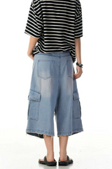 Wrinkled Blue Cargo Shorts