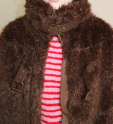 Rachel Two-Belt Detail Short Length Fur Jacket (Lining Quilted)