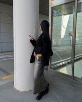 Rough denim long skirt