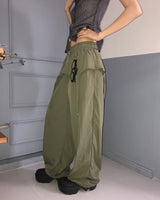 Corit keyring layered nylon two-way banding wide long pants